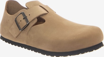 Slipper 'LONDON OILED LEATHER TOBACCO BROWN' di BIRKENSTOCK in marrone: frontale