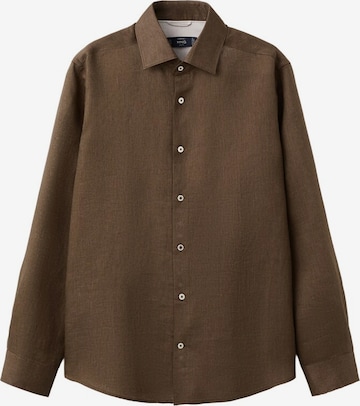 MANGO MAN Button Up Shirt 'Tucan' in Brown: front