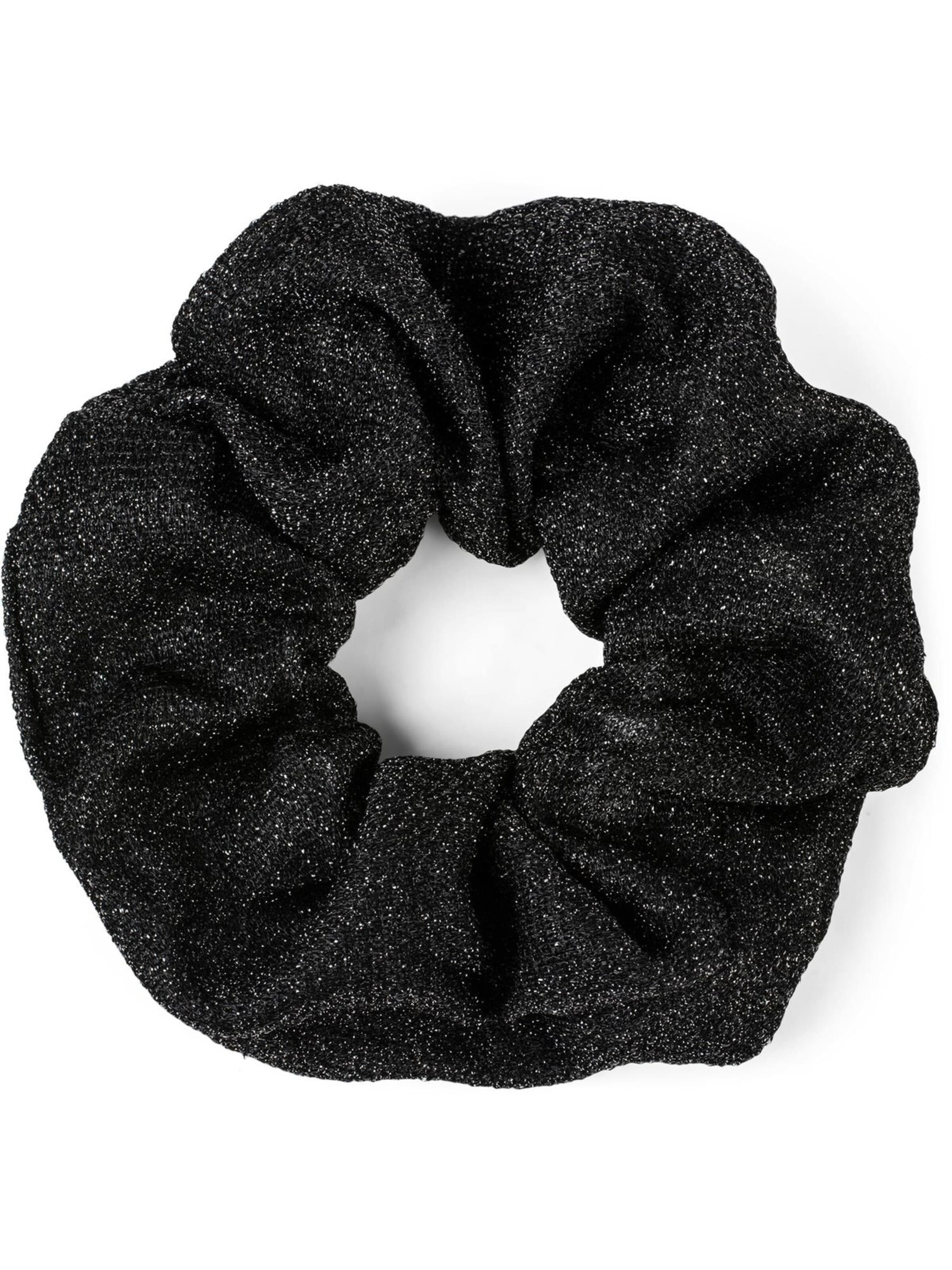 styleBREAKER Haarschmuck 'Glitzer Scrunchie Haargummi'‌‌‌‌‌‌‌‌‌‌ in Schwarz: Vorderseite