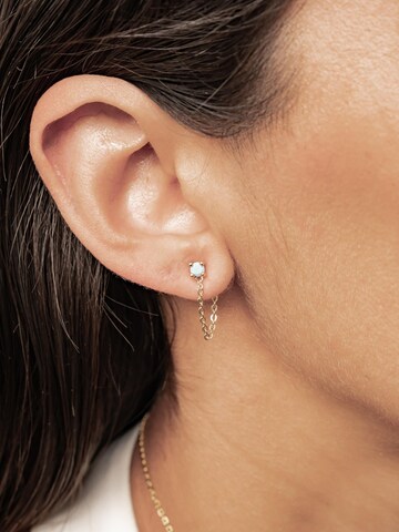 Hey Happiness - Pendientes 'Aquamarine Chain Loop Stud' en oro