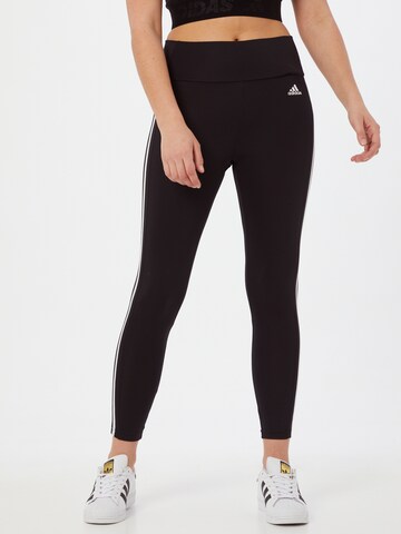 ADIDAS SPORTSWEAR Skinny Sportbroek 'Designed To Move High-Rise 3-Stripes' in Zwart: voorkant