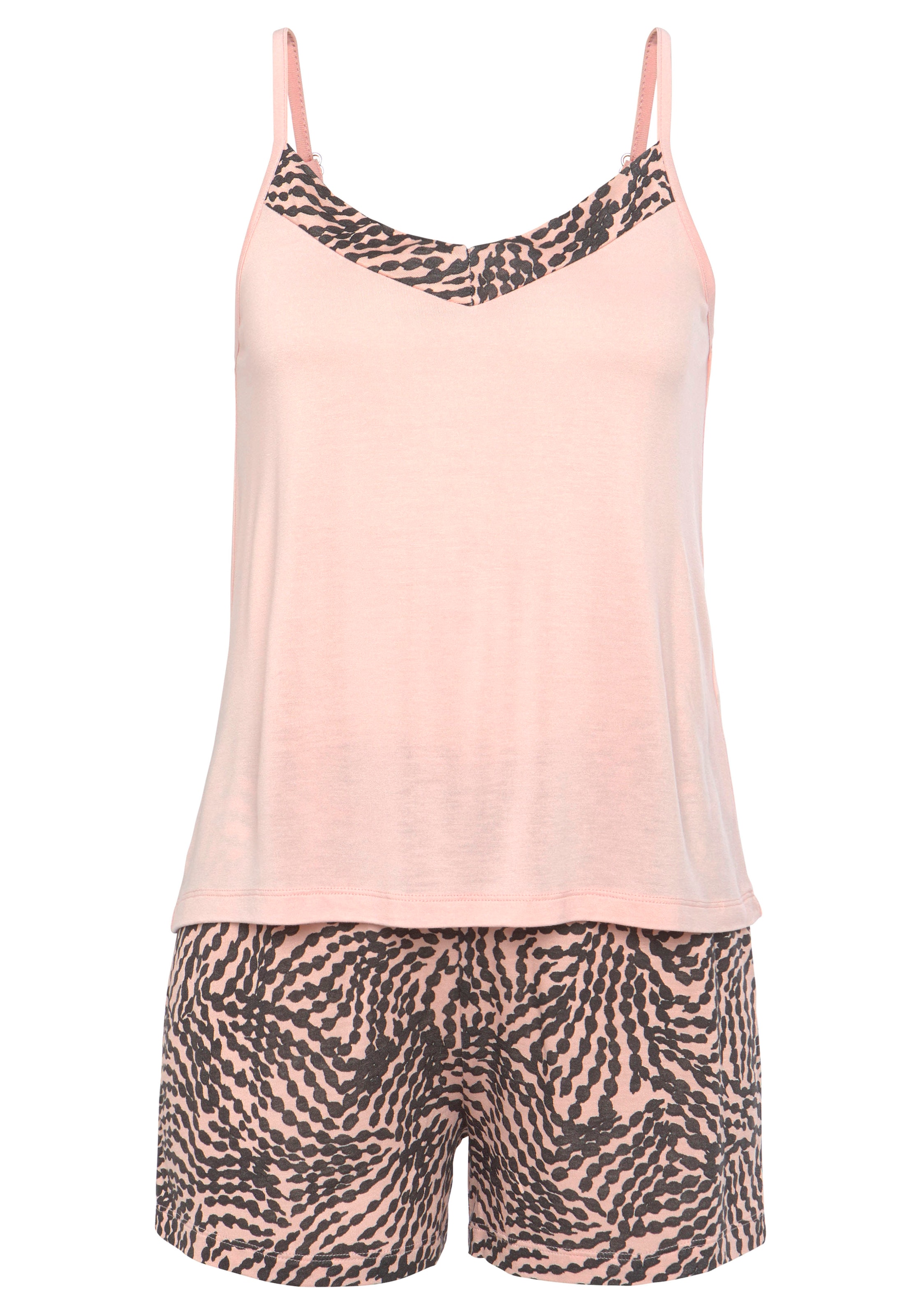 rozā LASCANA Pidžama ar šortiem: no priekšpuses