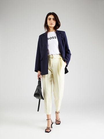 BOSS Regular Pleat-Front Pants 'Tapiah' in Yellow