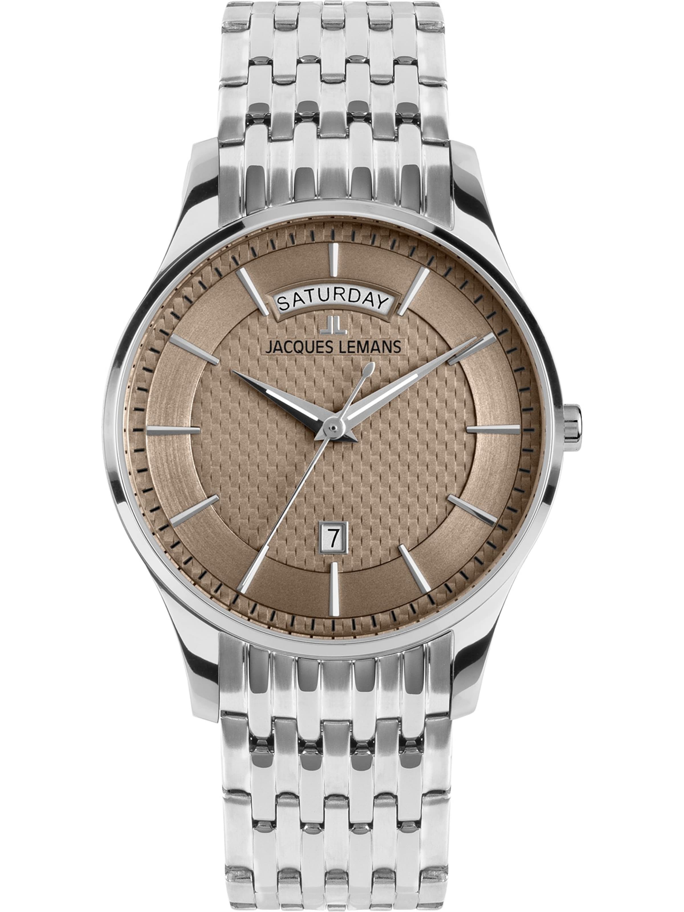 Jacques Lemans Analoguhr in Silber: Vorderseite