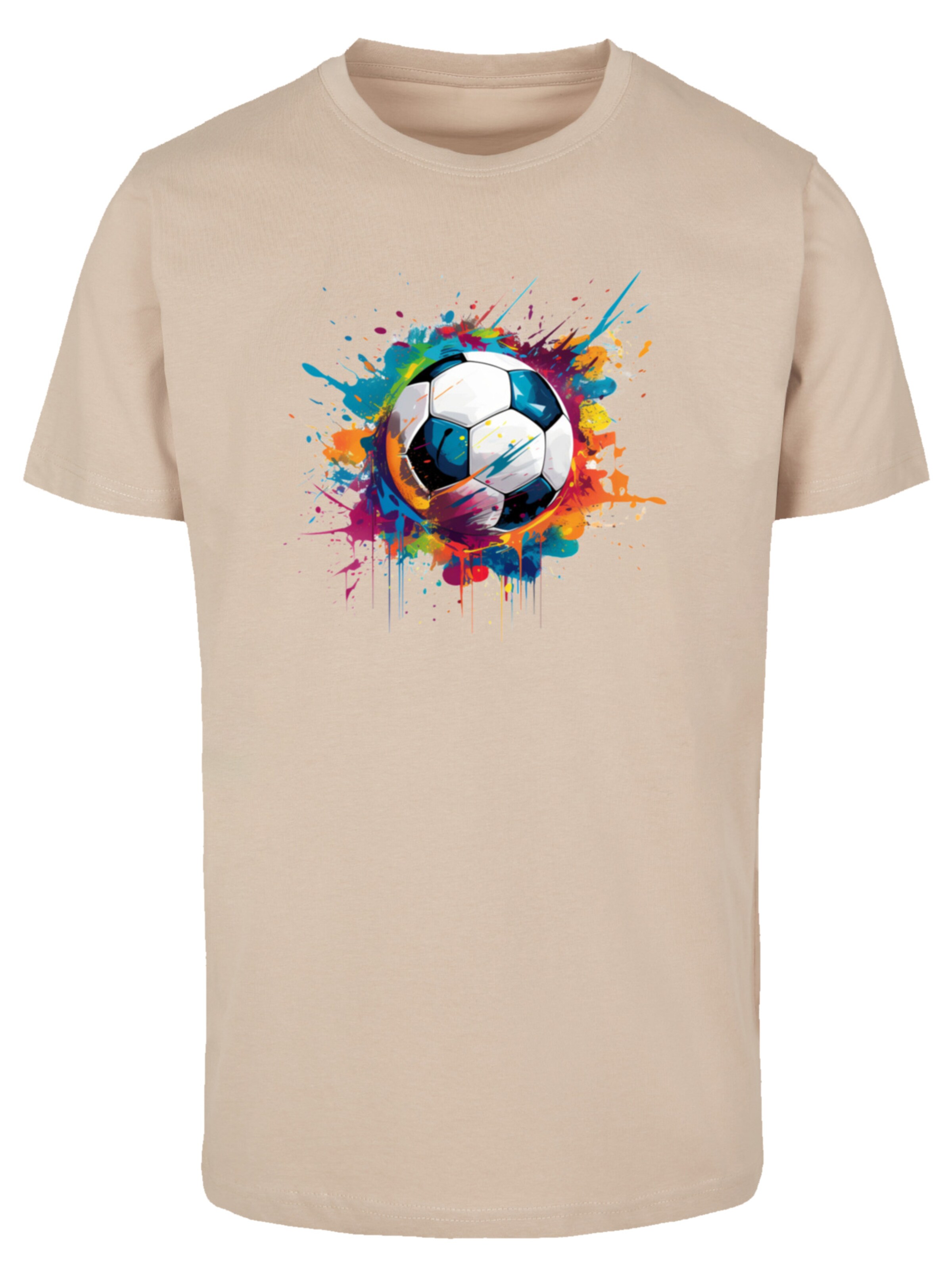 T-Shirt 'Bunte Fußball Grafik' F4NT4STIC en beige : devant