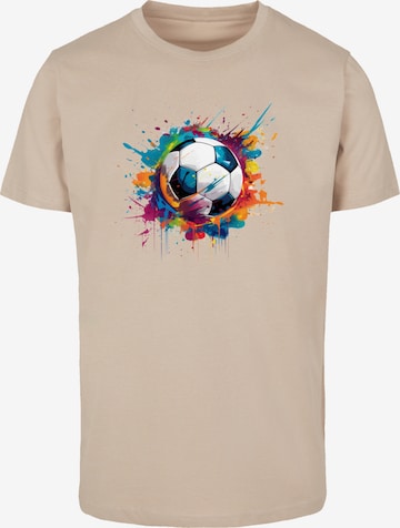T-Shirt 'Bunte Fußball Grafik' F4NT4STIC en beige : devant