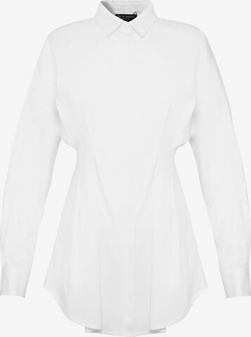 OW Collection Košilové šaty 'ELLA' – bílá: přední strana