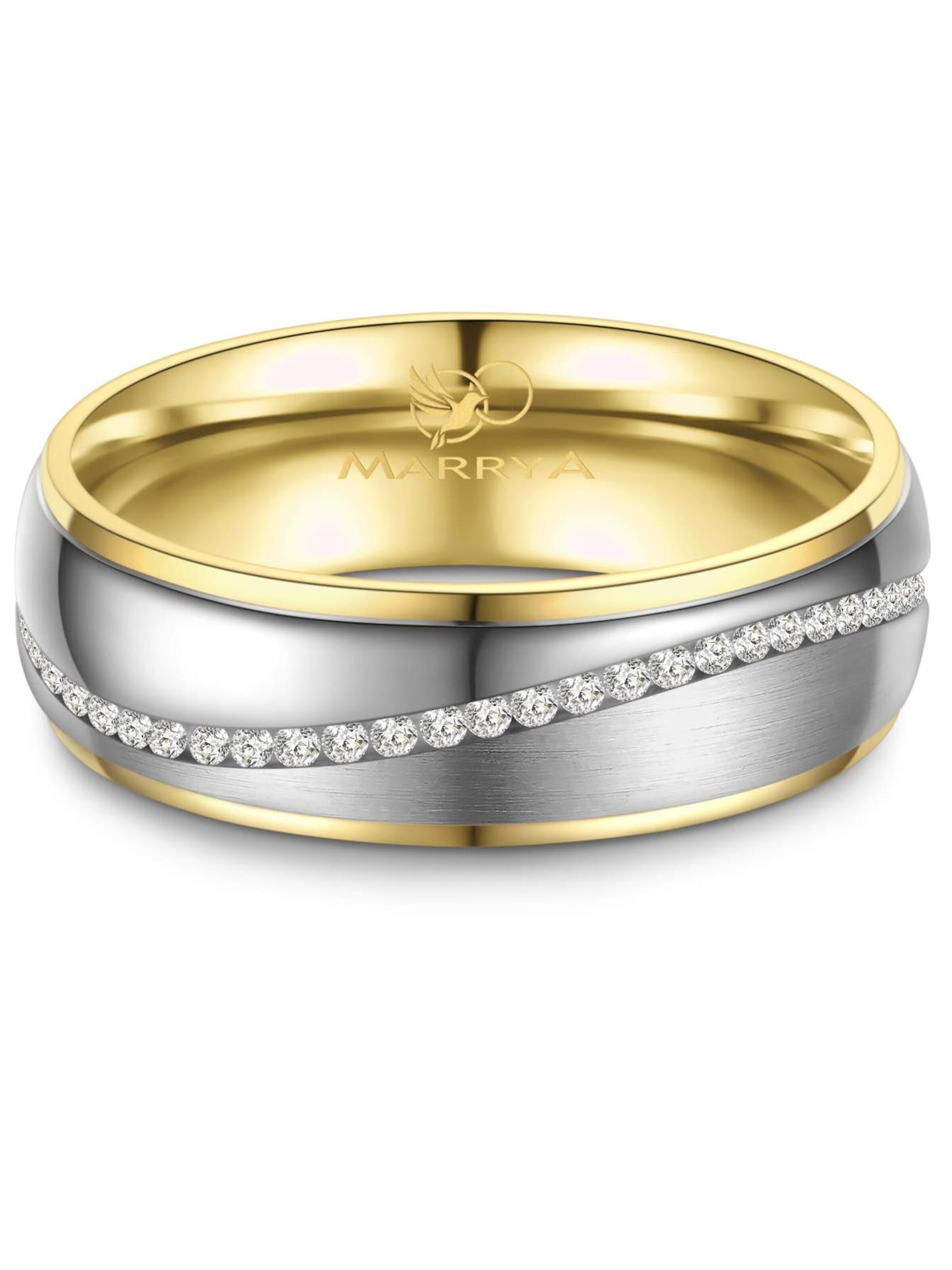 MARRYA Ring 'MARRYA ES-22 Ehering aus Edelstahl - Silberfarben & Gelbgold plattiert' in Silver: front
