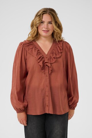 KAFFE CURVE Blouse 'Lana' in Brown: front