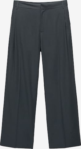 Pull&Bear Wide leg Trousers with creases in Blue: front