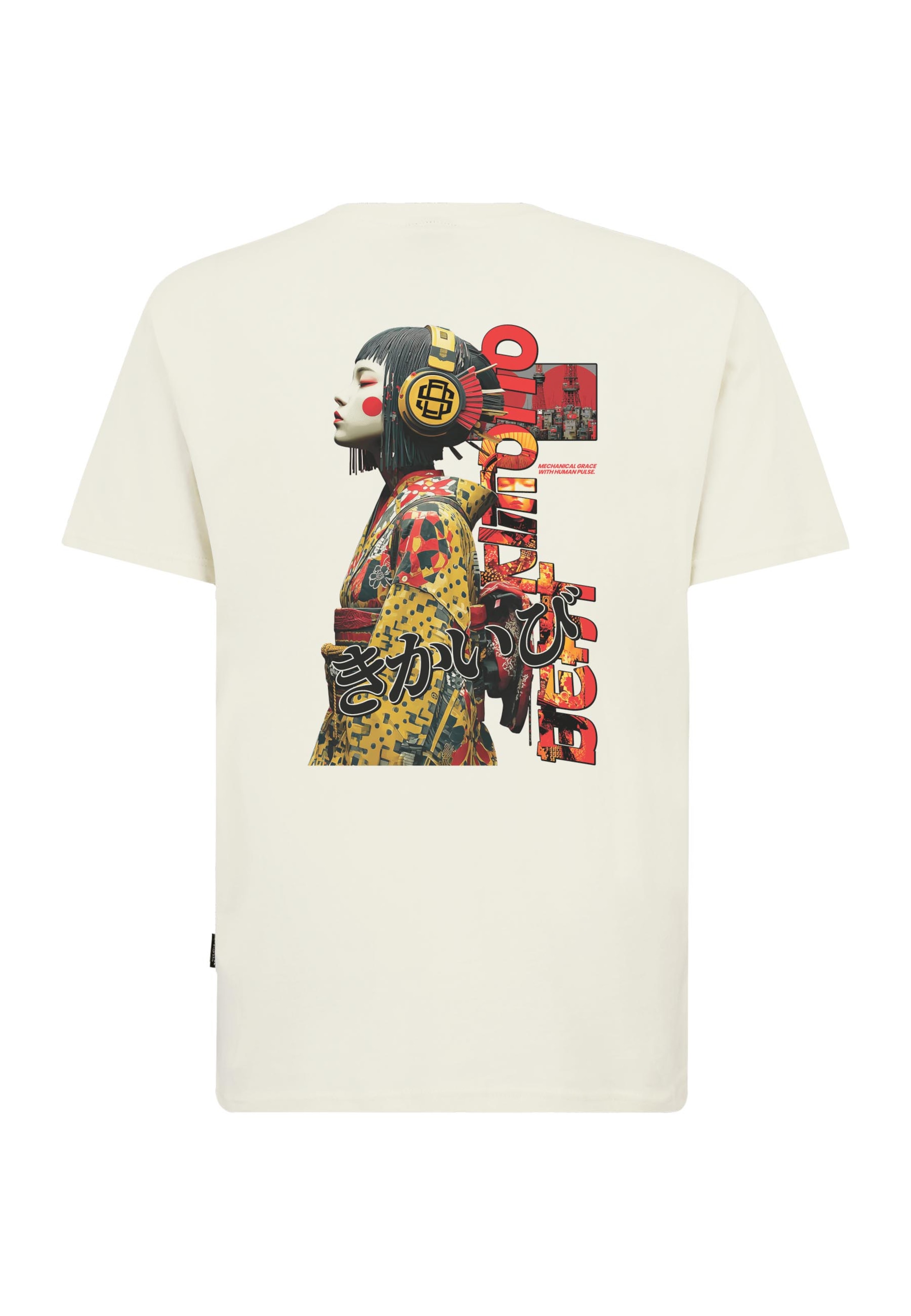 Oldskull Shirt 'Asian Kimono Beat' in White: front