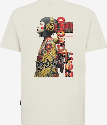 Oldskull Shirt 'Asian Kimono Beat' in White: front