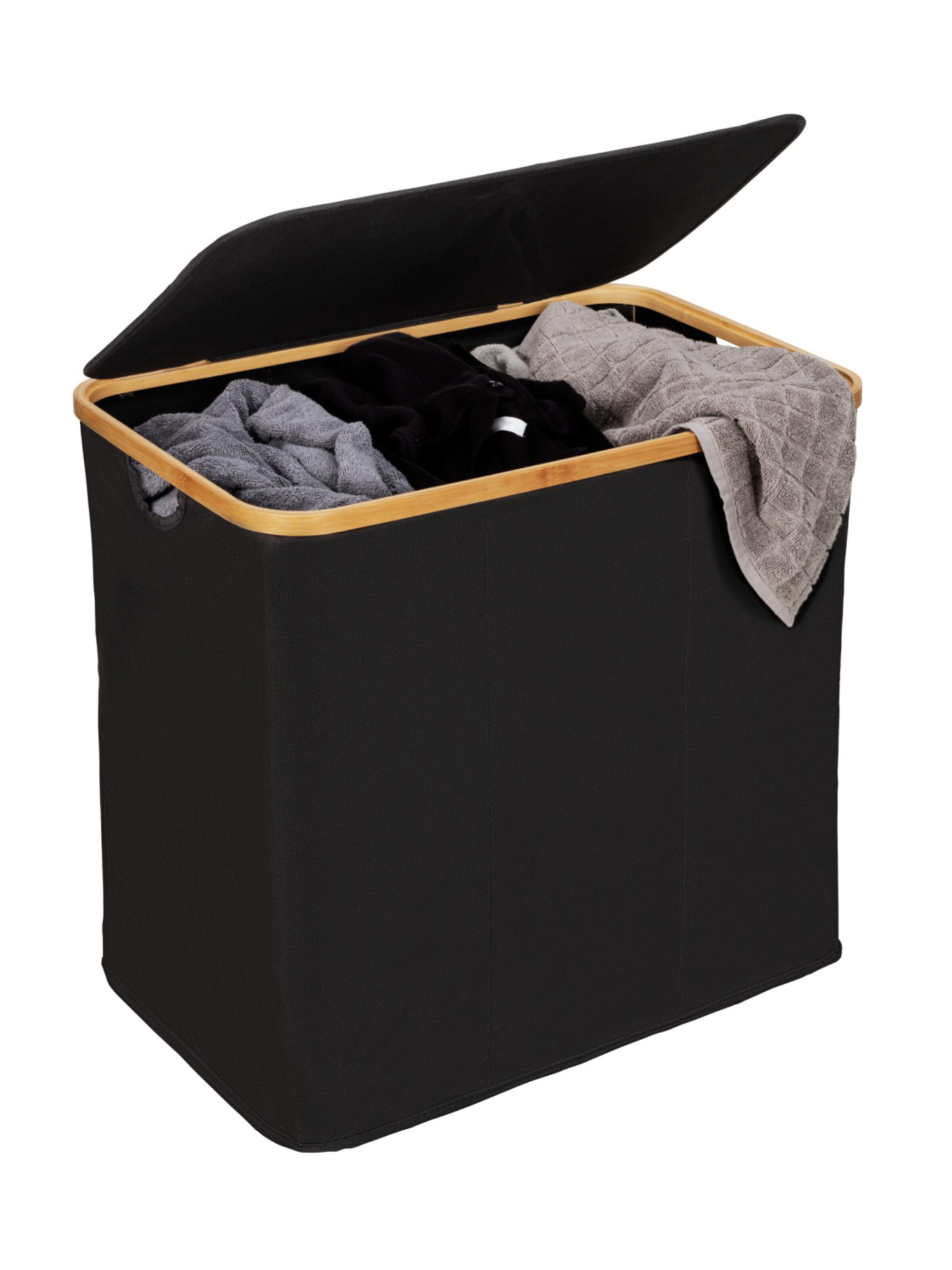 Wenko Wäschebehälter 'Trio Ecori' in Schwarz