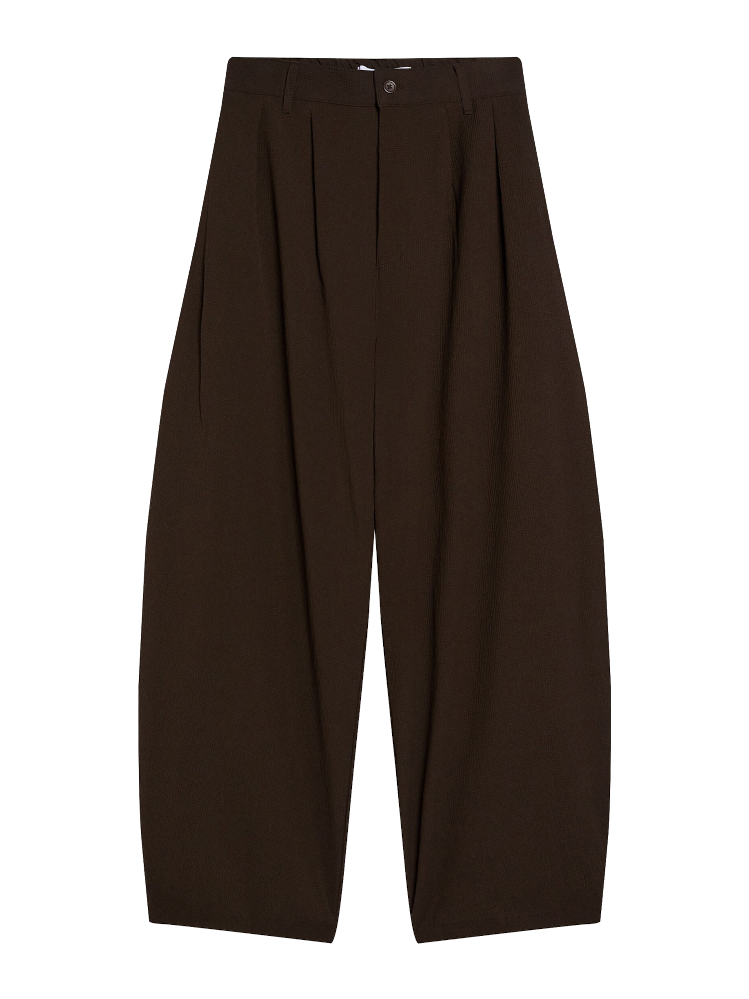 Bershka Barrel Pleat-front trousers in Brown: front