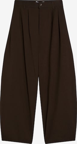 Bershka Barrel Pleat-front trousers in Brown: front