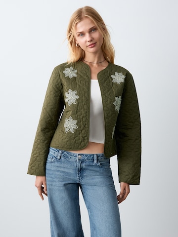 MANGO TEEN Φθινοπωρινό και ανοιξιάτικο μπουφάν 'NADIA' σε πράσινο: μπροστά