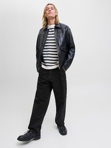 JACK & JONES Wide leg Broek 'JPSTAlex Ember' in Zwart
