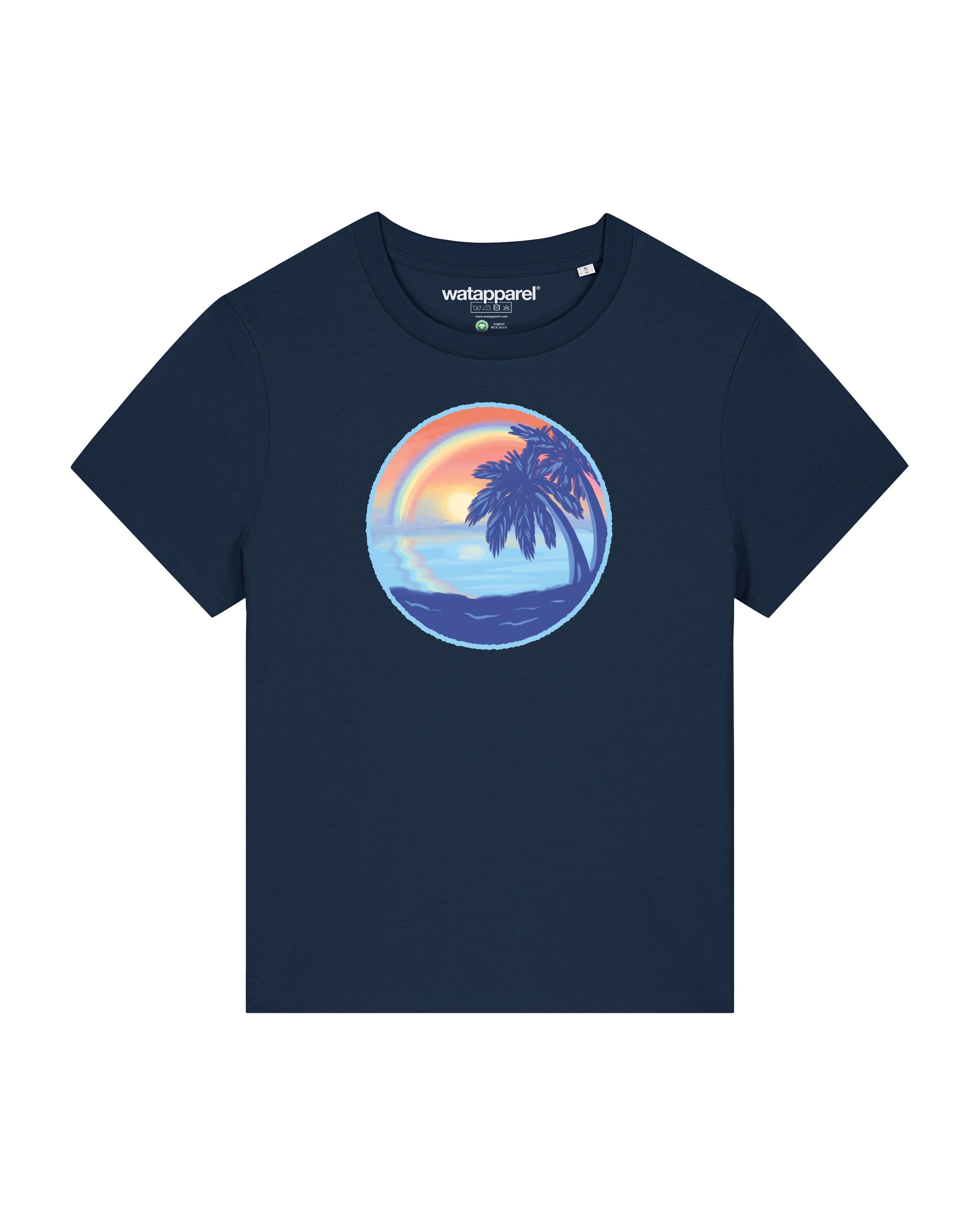 Watapparel Shirt ' Sunset Rainbow ' in Blau: Vorderseite