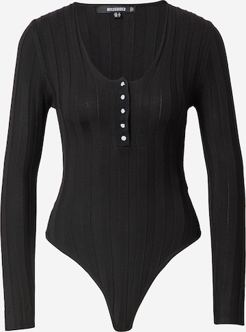 Missguided Shirt Bodysuit in Black: front