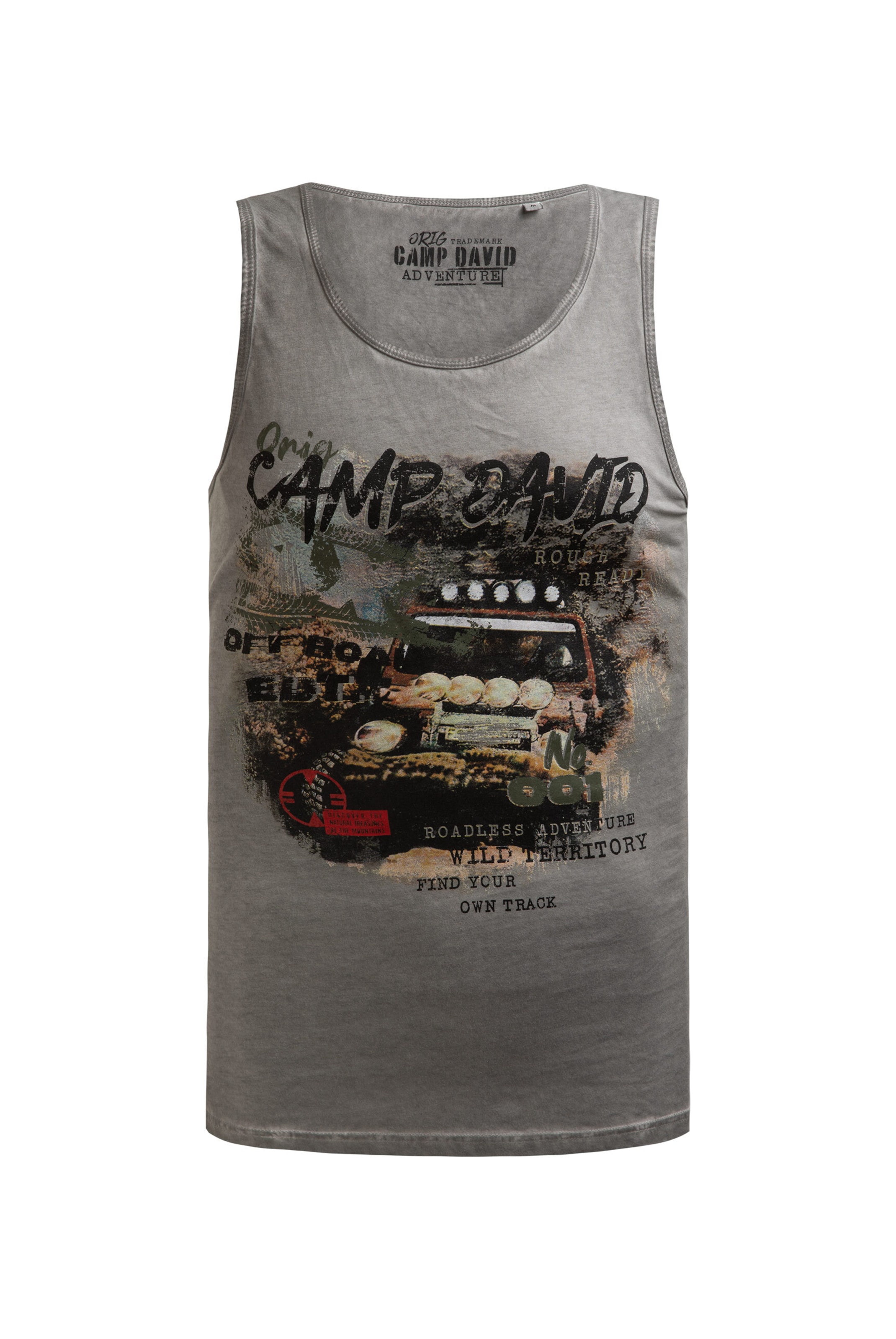 CAMP DAVID Muskelshirt Oil Dyed mit Photoprint in Grau: Vorderseite