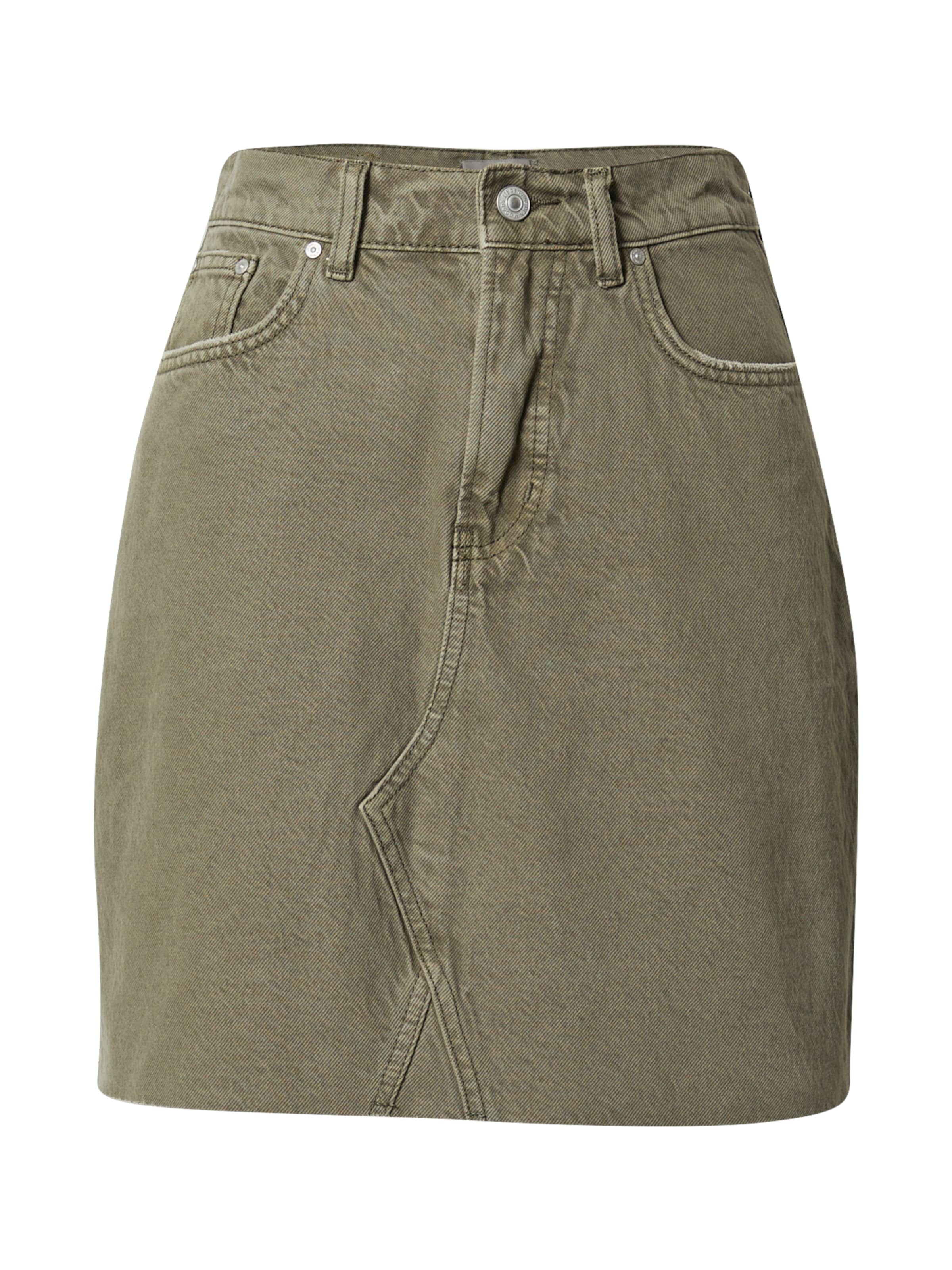 Khaki denim skirt topshop online