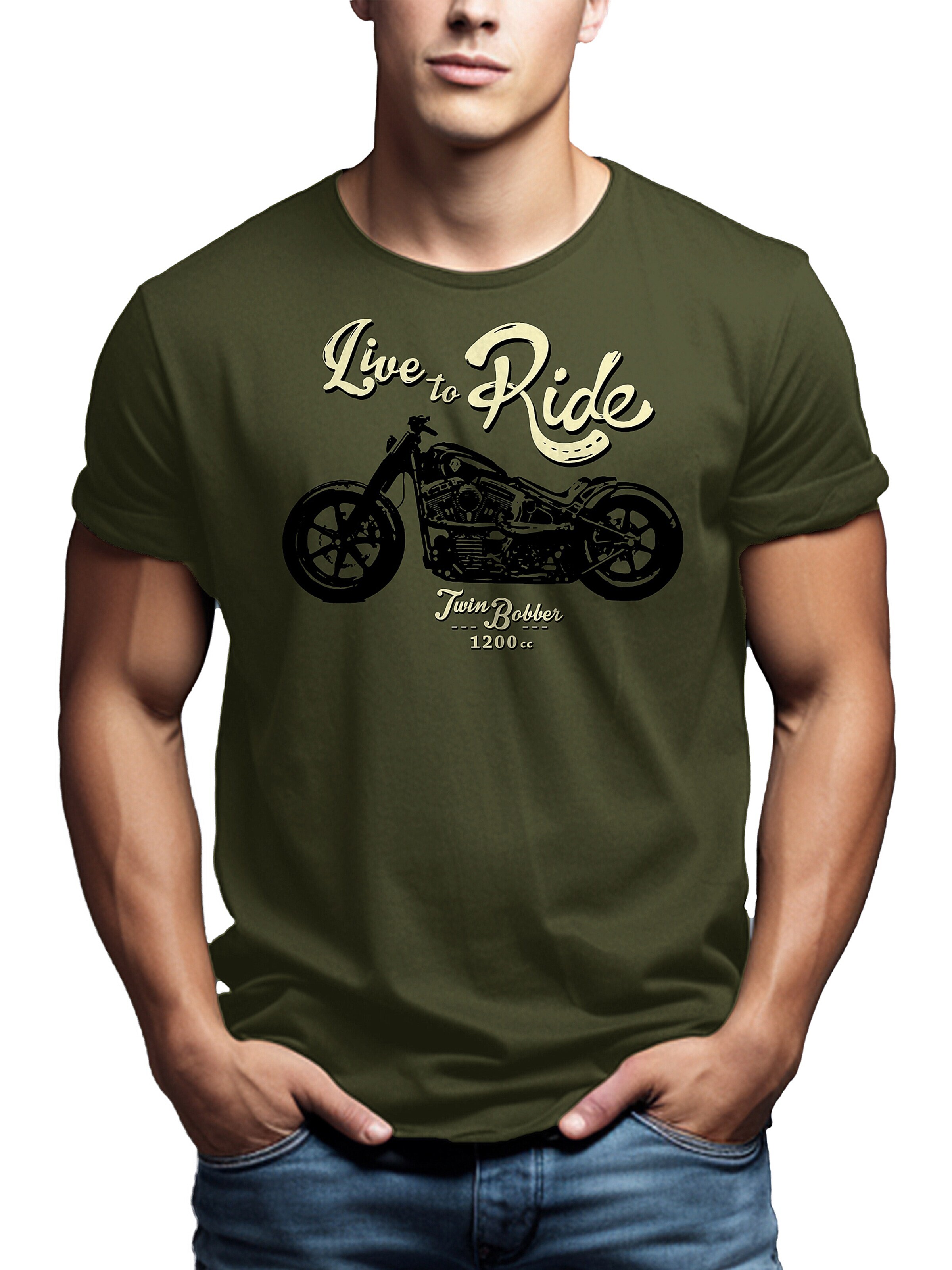 MAKAYA Shirt 'Live to Ride' in Green