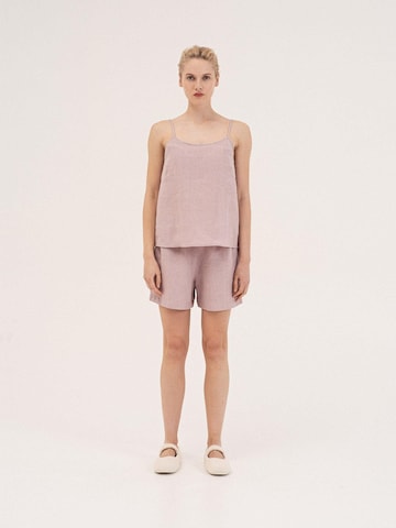 AmourLinen Pajama 'Night Owl' in Pink