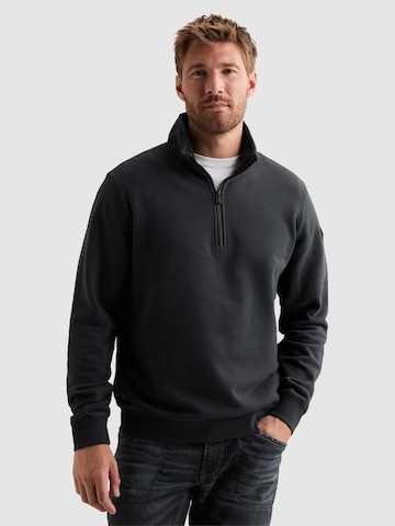 Sweat-shirt 'Sweatshirt with half-zip and garment-dye wash' PME Legend en bleu : devant