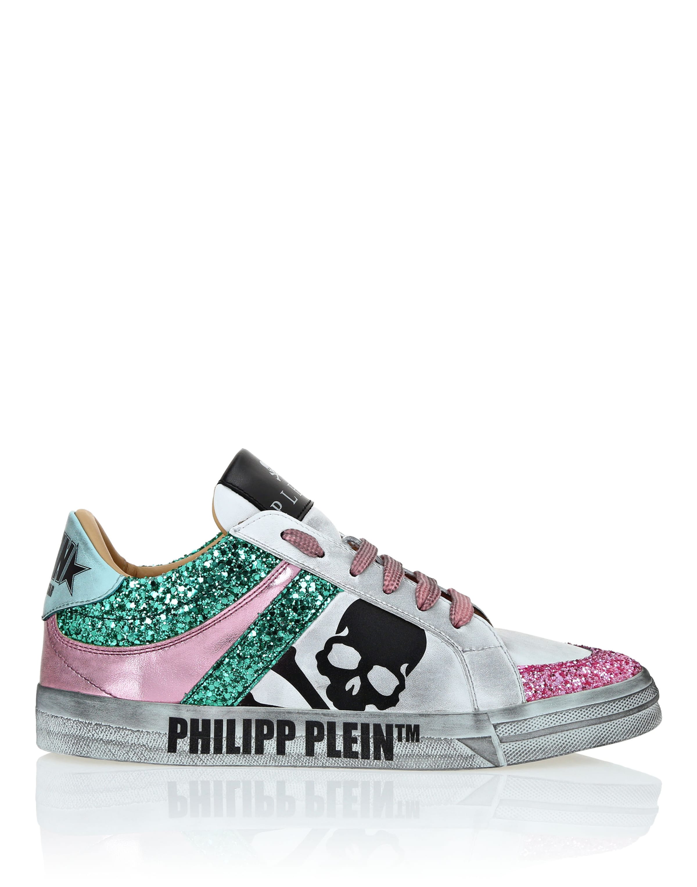 Philipp Plein Sneakers laag 'Skull' in Groen: voorkant