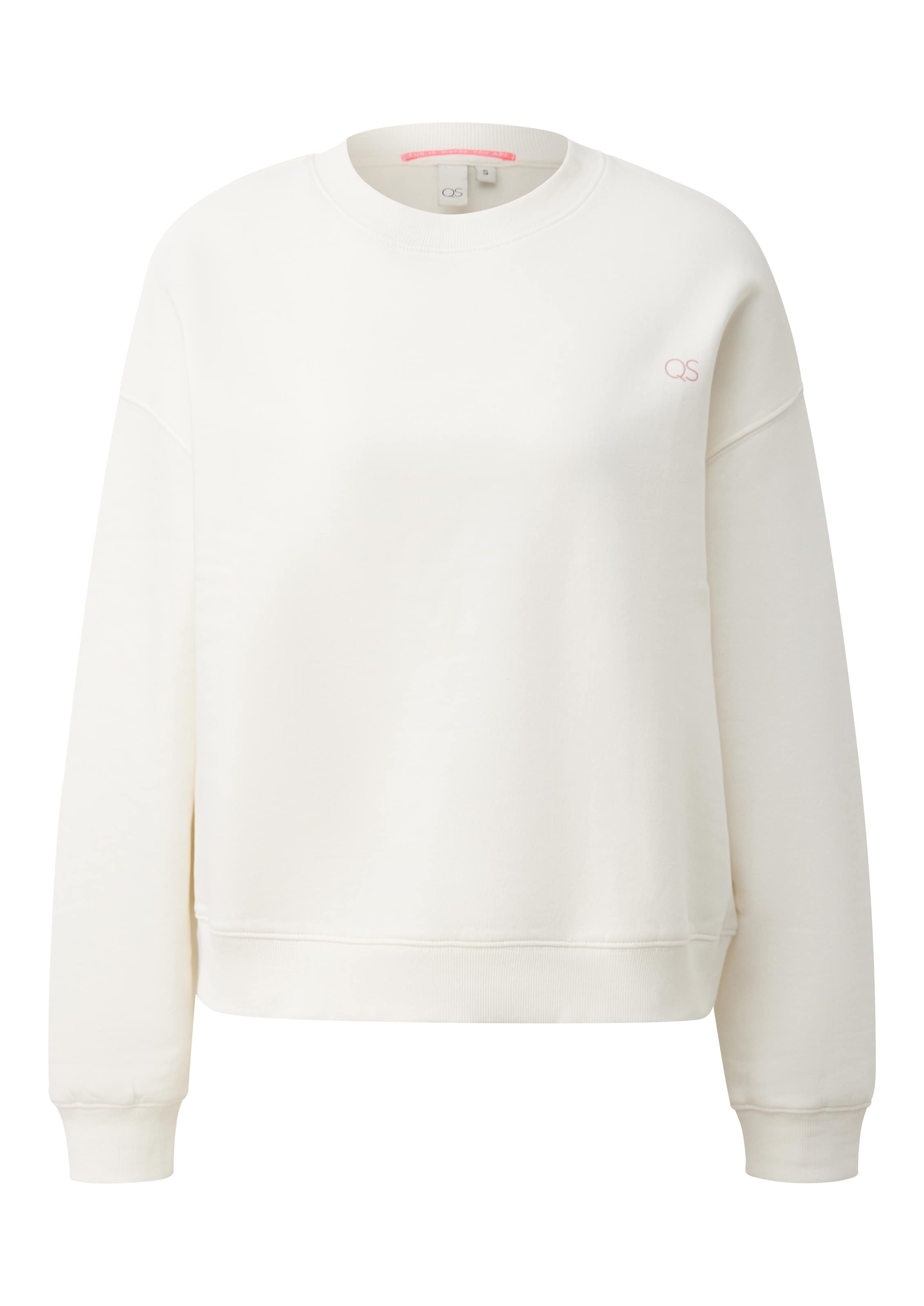 Sweat-shirt QS en beige : devant