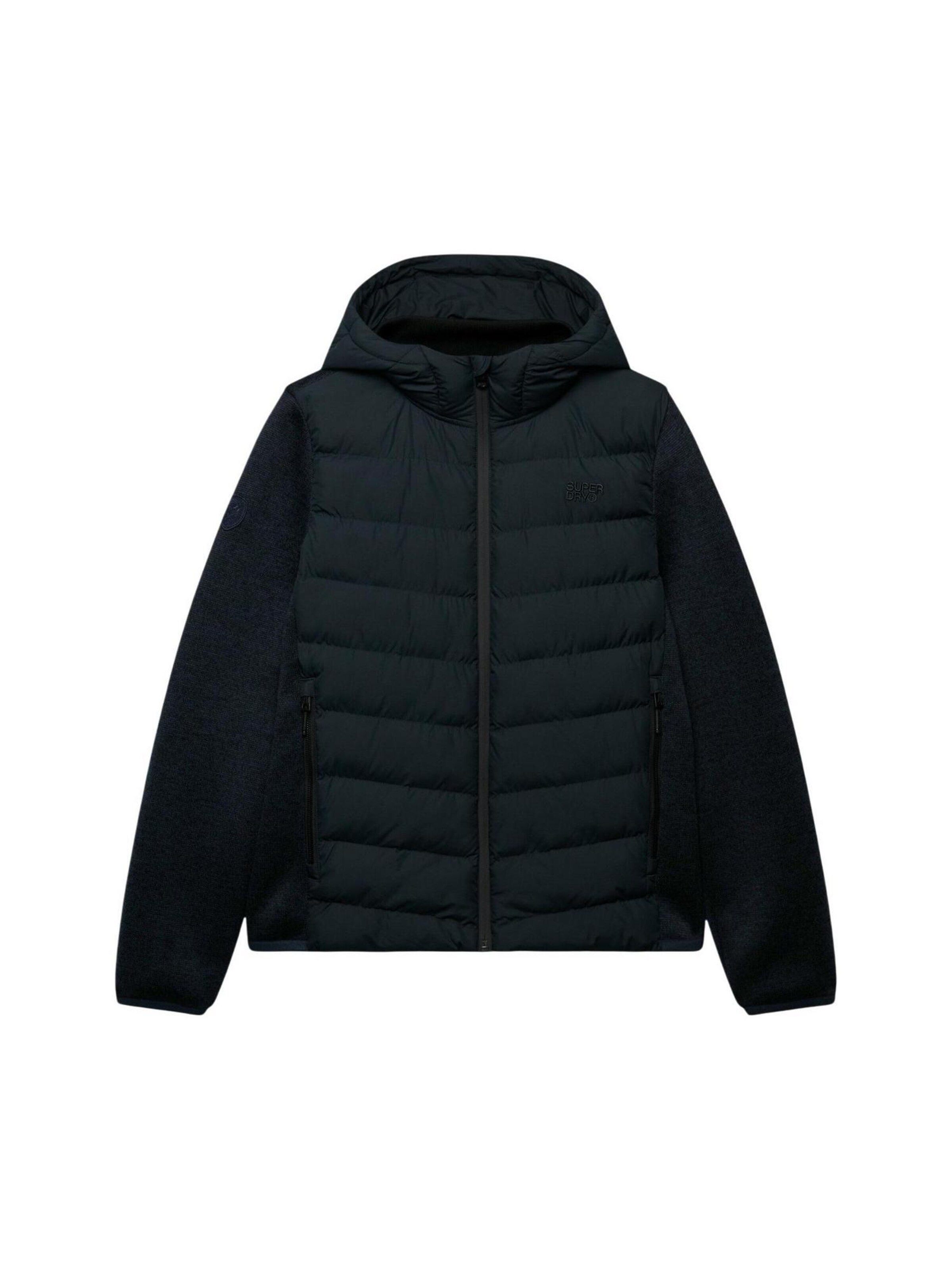 Superdry Winterjas 'Hooded Storm Knit Hybrid Jkt SDM5012530A' in Blauw: voorkant