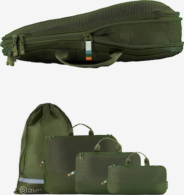 TRAVEL DUDE Travel Bag 'Packing Cubes Set 4-tlg. mit Kompression aus recycelten Plastikflaschen | Leichte Packwürfel | Packtaschen Set für Rucksack & Koffer' in Green: front