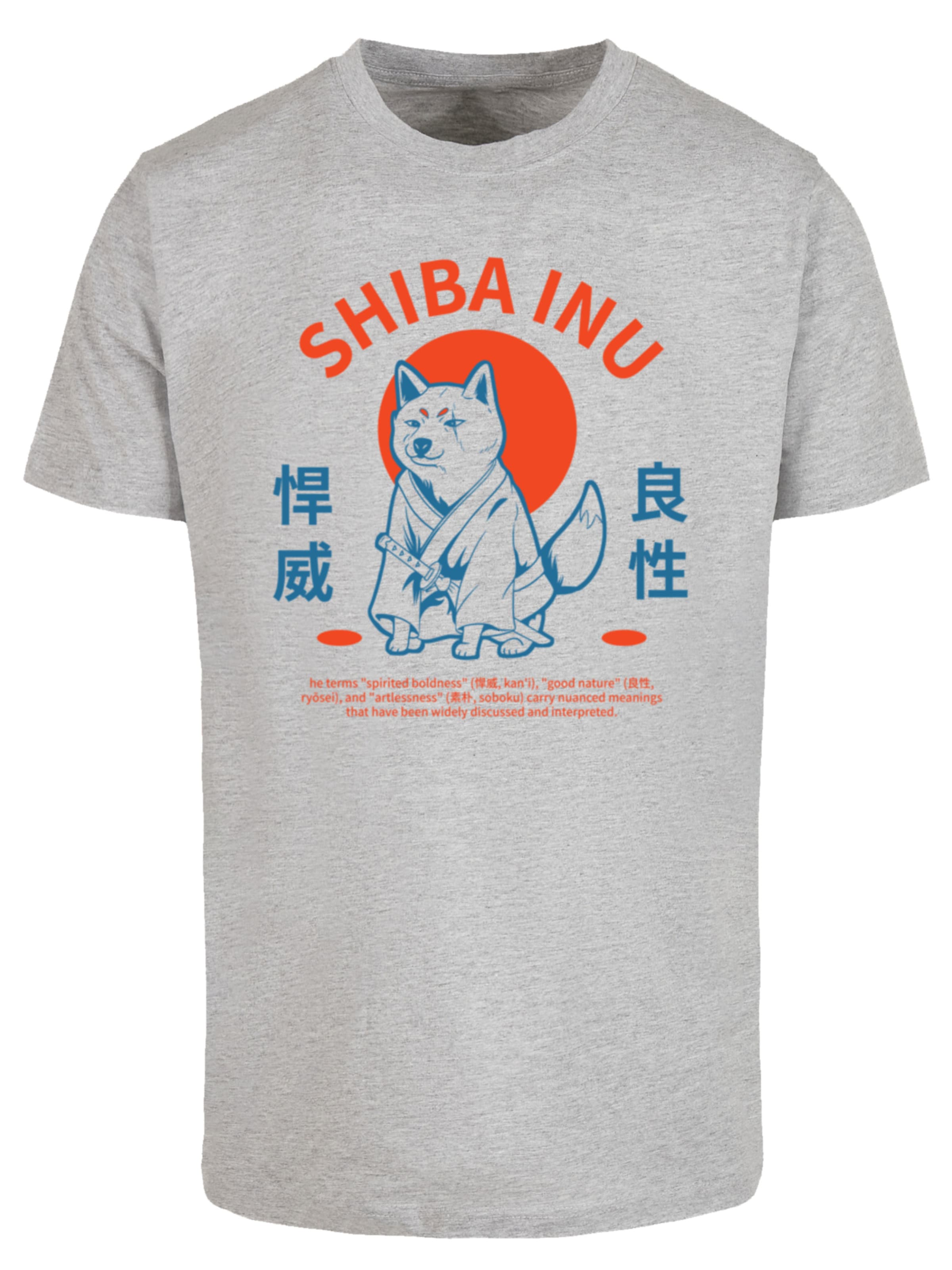 F4NT4STIC Shirt 'Japanischer Shiba Inu Hund' in Grijs: voorkant