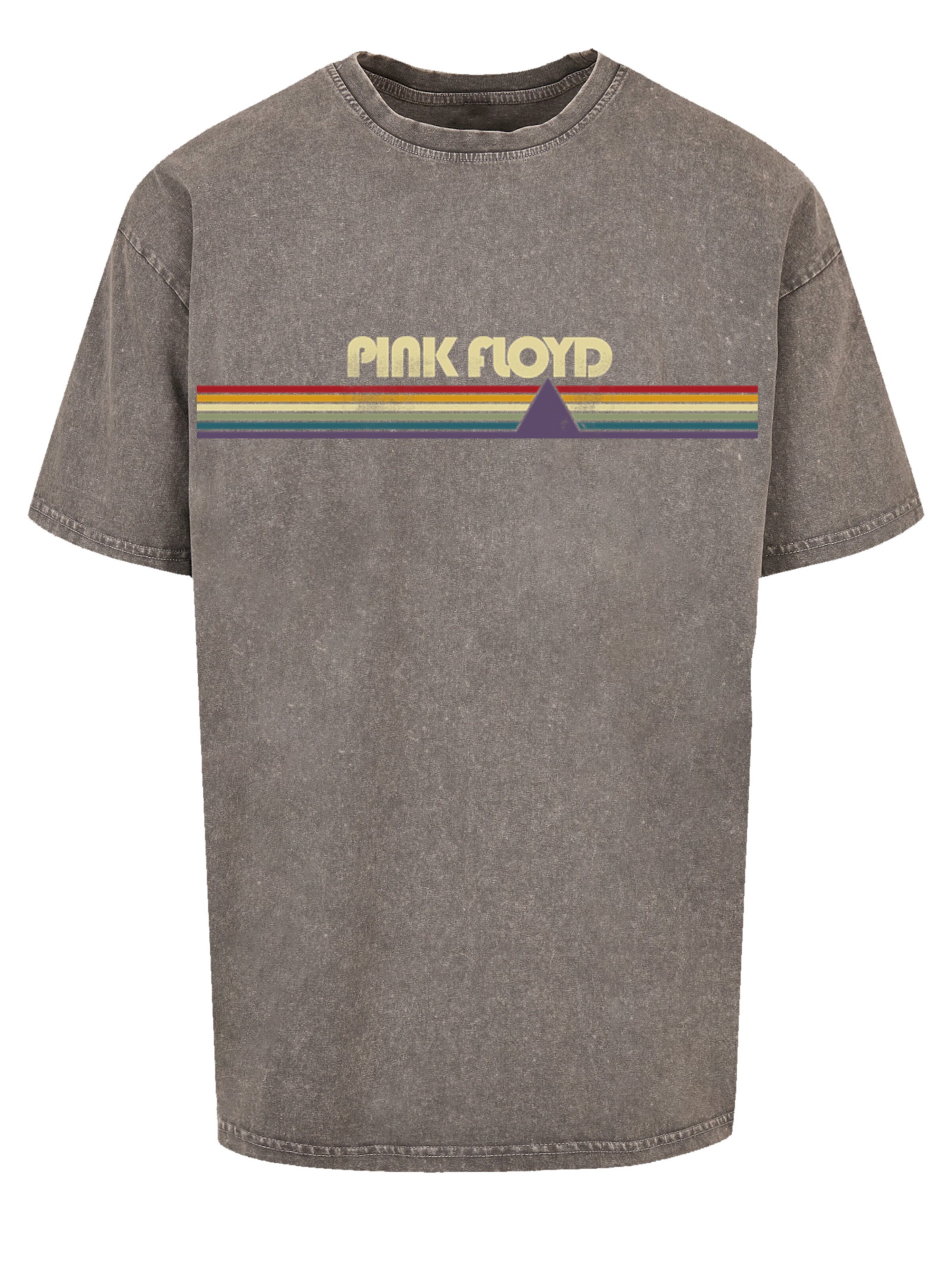 F4NT4STIC T-Shirt 'Pink Floyd Prism Retro Stripes' in Grau: Vorderseite