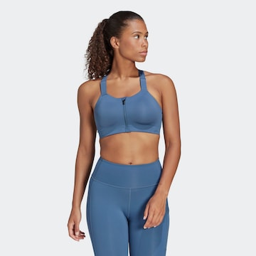 ADIDAS SPORTSWEAR High Support Sports Bra 'Tlrd Impact Luxe High-Support Zip' in Blue: front