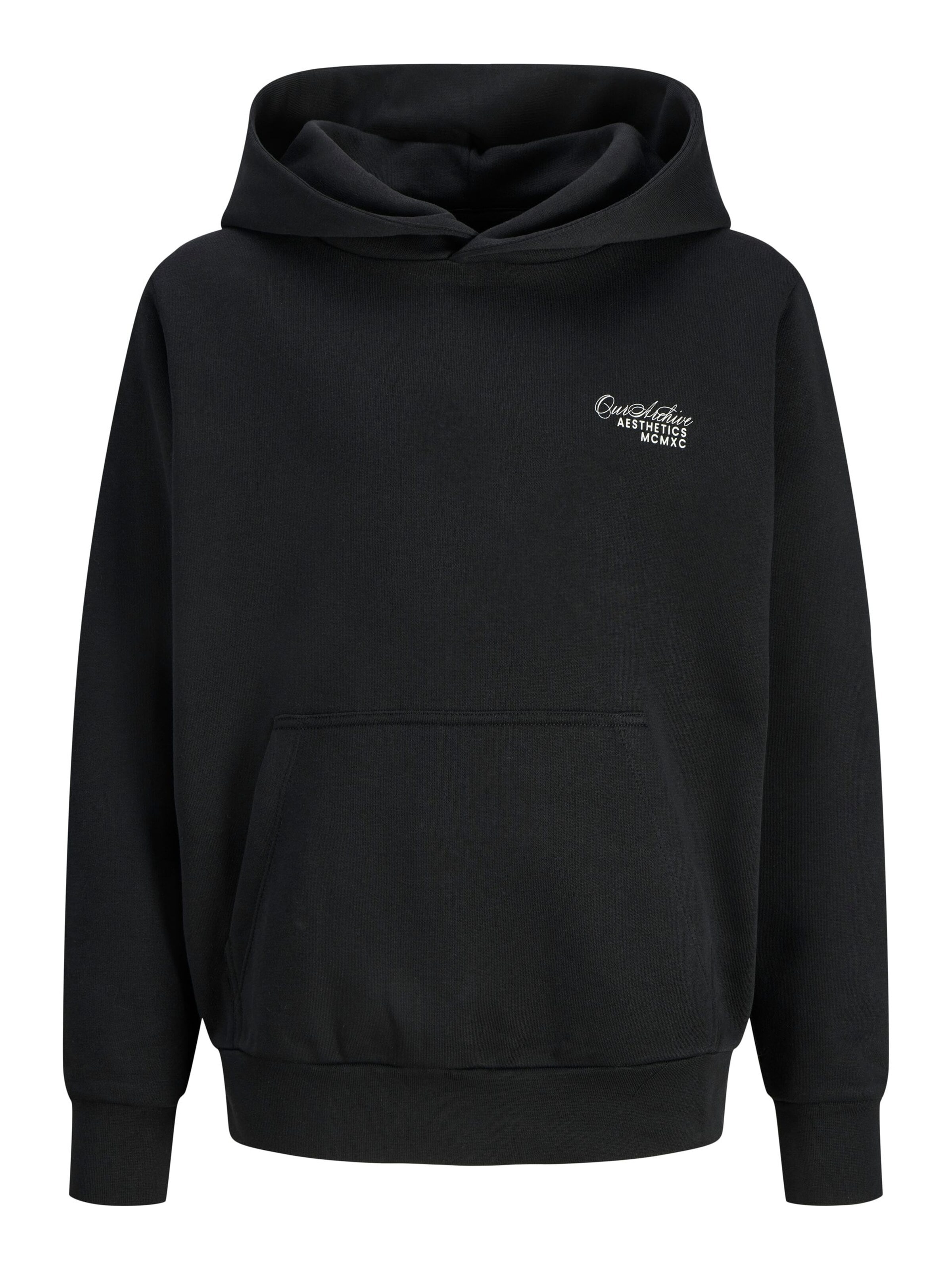 Jack & Jones Junior Sweatshirt 'Kapuzensweatshirt JJROAR SWEAT HOOD JNR' in Schwarz: Vorderseite