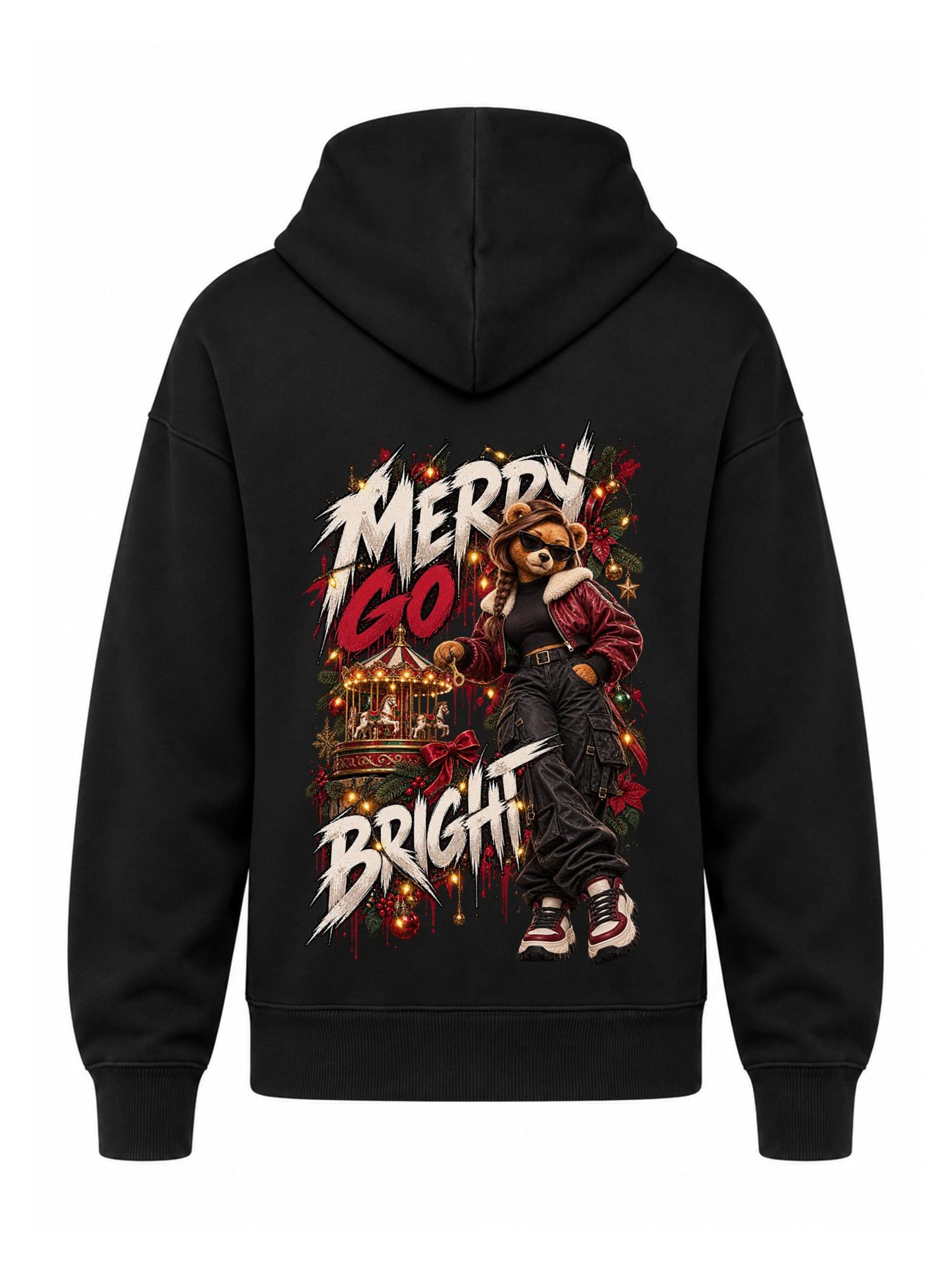 LUNØIR Studio Sweatshirt 'BOSS Femme Christmas Carousel' in Black: front