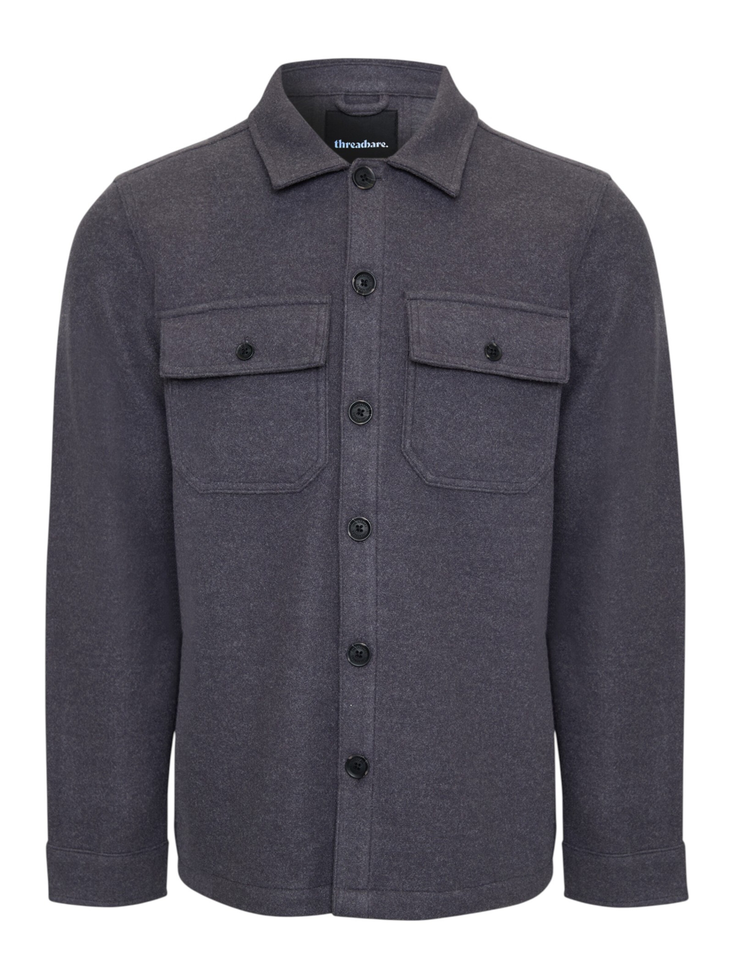 Threadbare Hemdjacke 'Texas' in Grau: Vorderseite