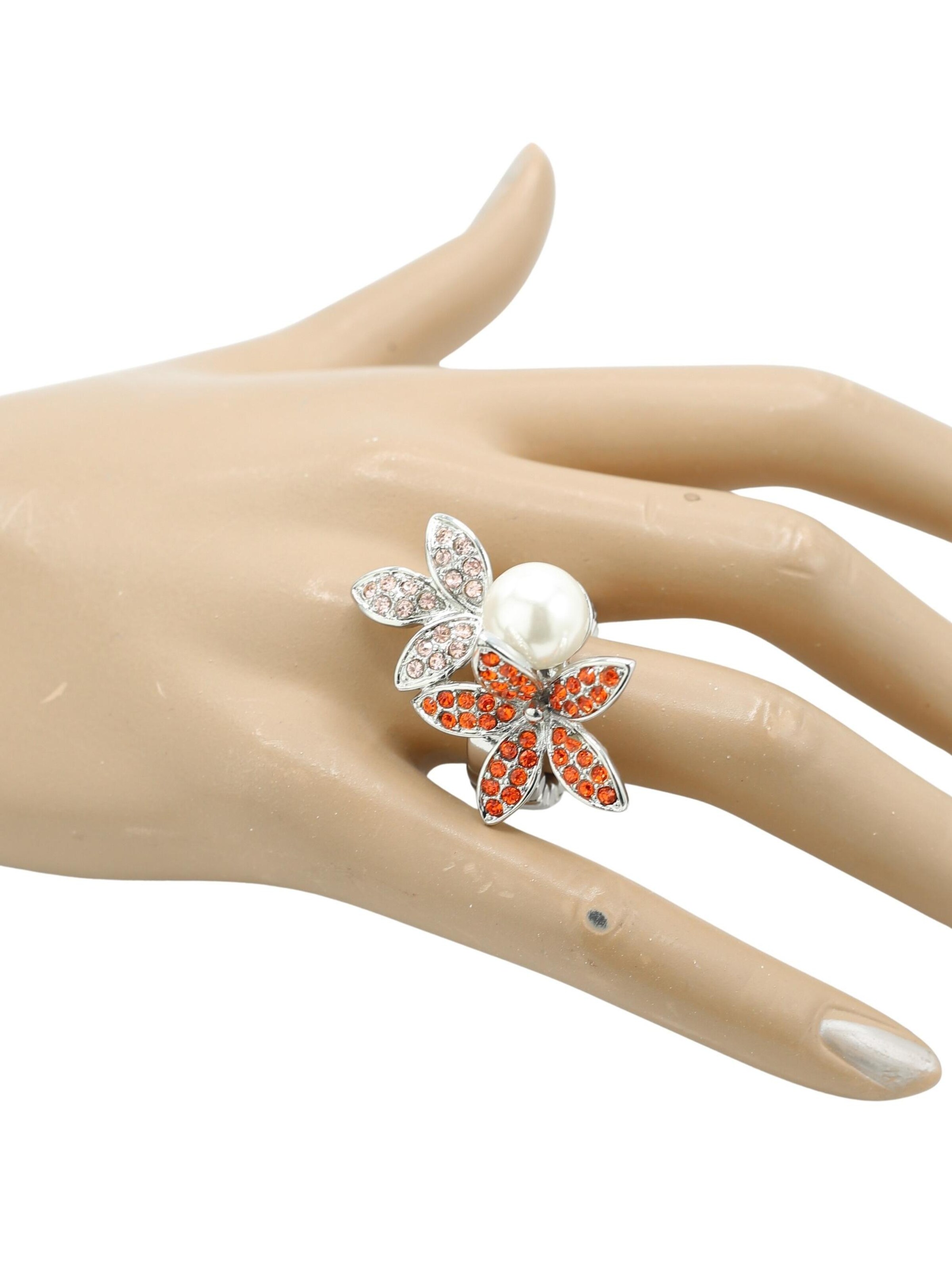 COLLEZIONE ALESSANDRO Ring 'Blütenzauber' in Orange red, Item view