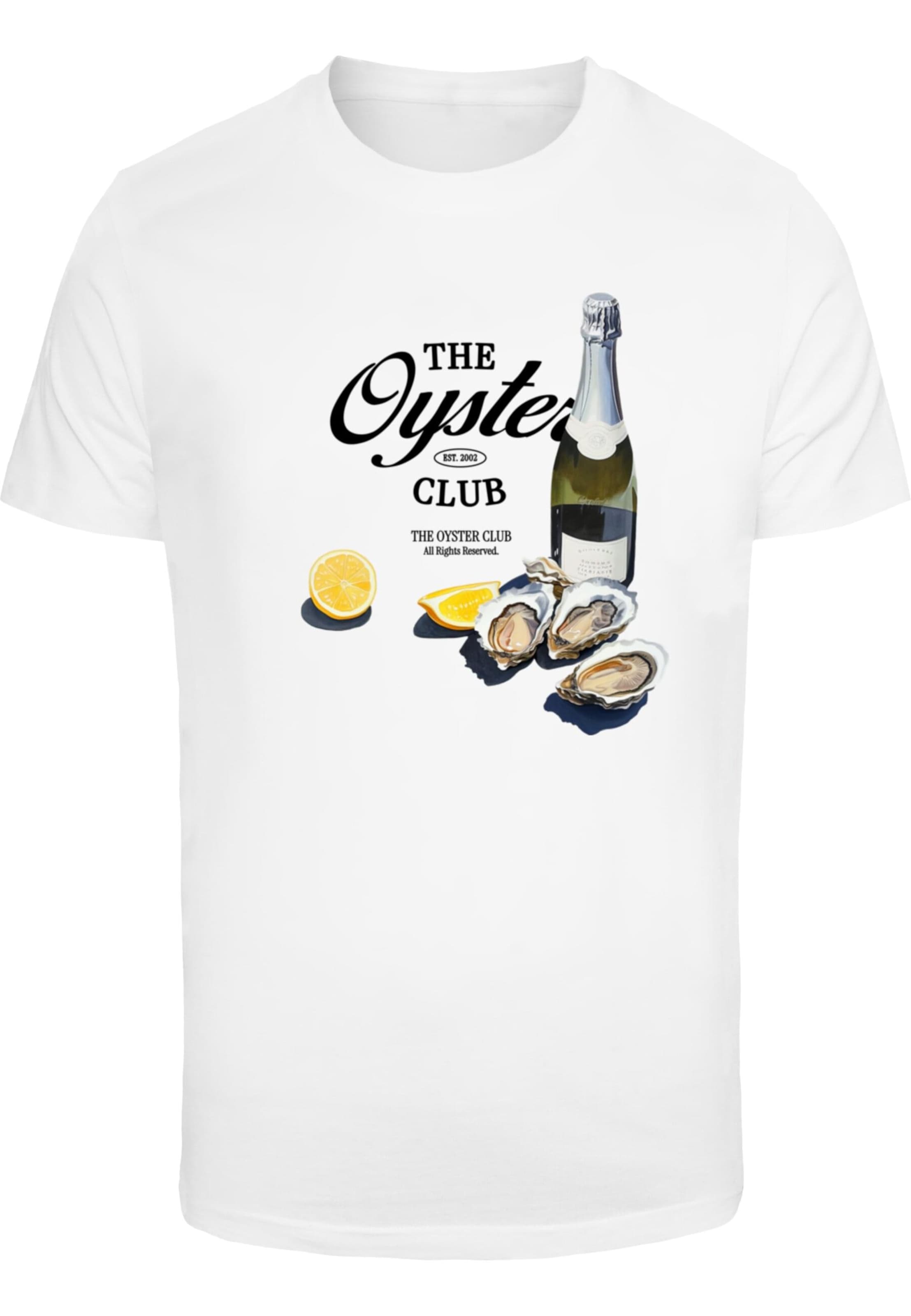 balts Mister Tee T-Krekls 'The Oyster Club': no priekšpuses