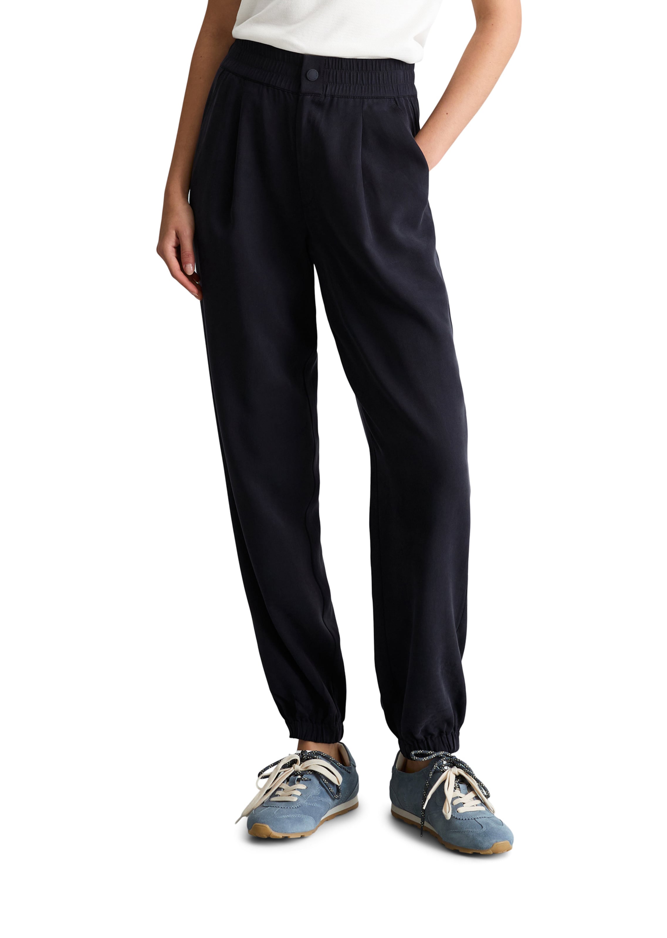 Marc O'Polo DENIM Tapered Broek in Blauw: voorkant