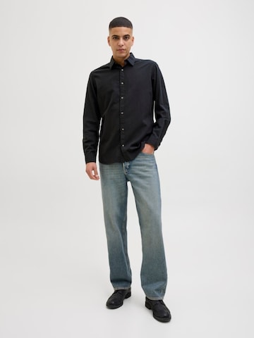 JACK & JONES Slim Fit Hemd 'JJESUMMER SHIRT LS'‌ in Schwarz