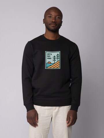 Watapparel Sweatshirt ' Let's Get Lost ' in Zwart: voorkant