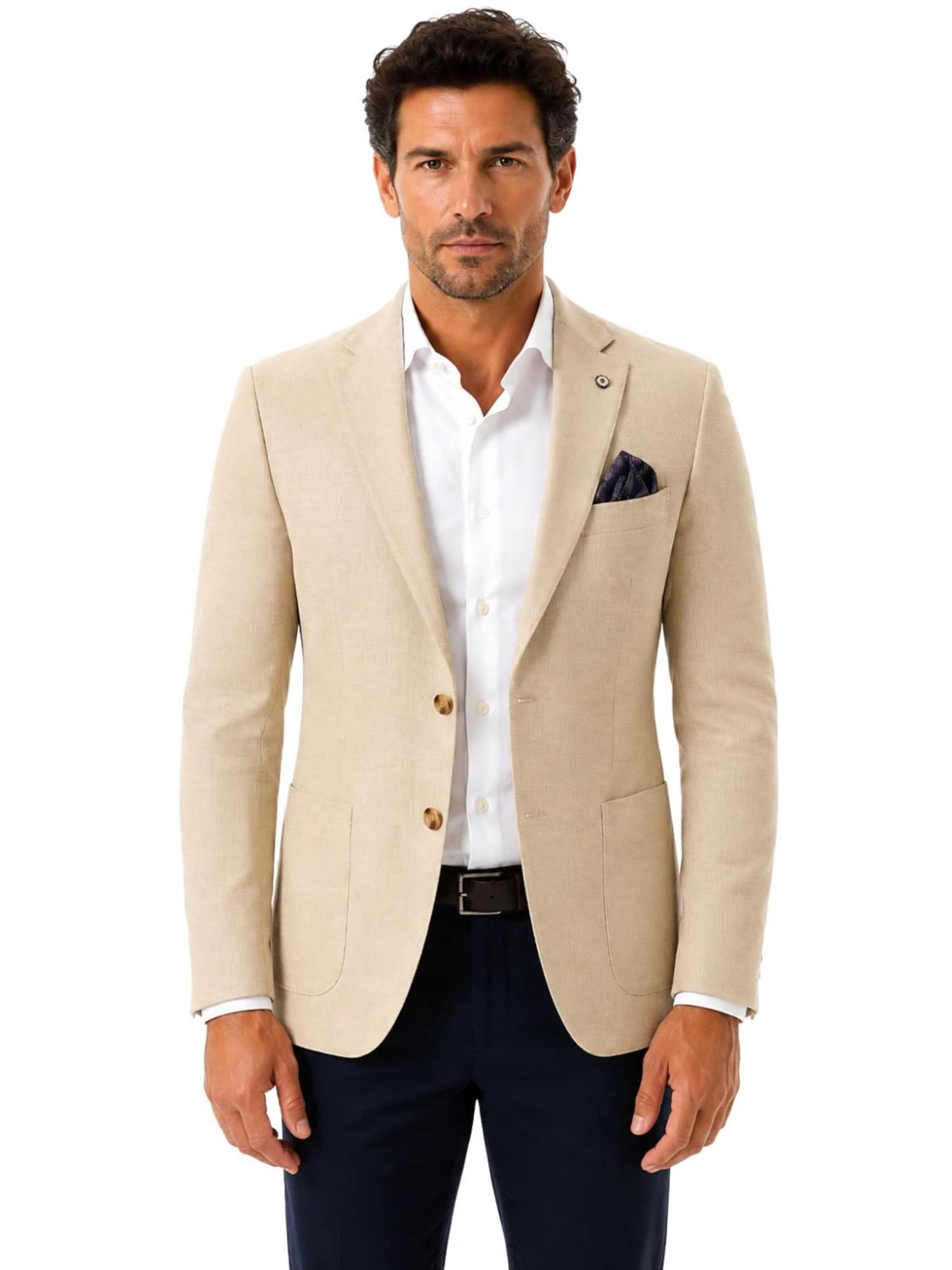 Guild Super Slim Fit Business Blazer 'Extra Slim fit Herren Sakko' in Beige: front