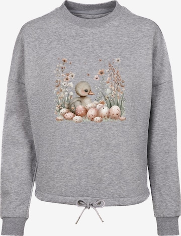 Sweat-shirt 'Ente Ostereier Blumen Küken' F4NT4STIC en gris : devant