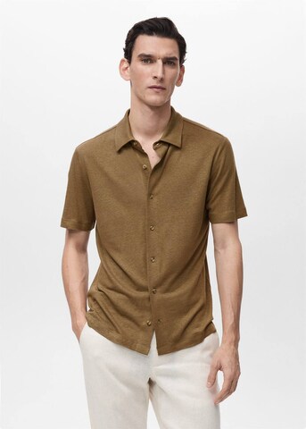 MANGO MAN Regular fit Button Up Shirt 'Ricard' in Green: front