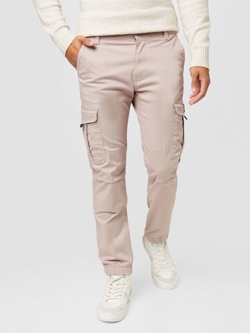 Tommy Jeans Tapered Cargo Pants 'Ethan' in Grey: front