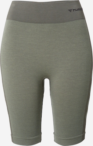 Hummel Skinny Športne hlače | zelena barva: sprednja stran