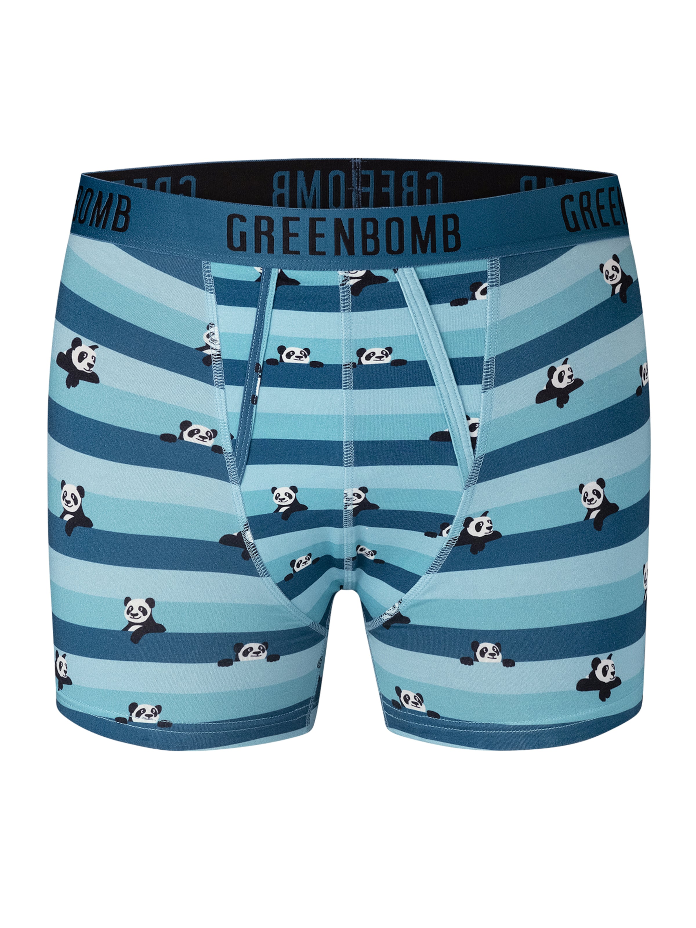 Boxers 'Panda Stripes 2' GREENBOMB en bleu : devant