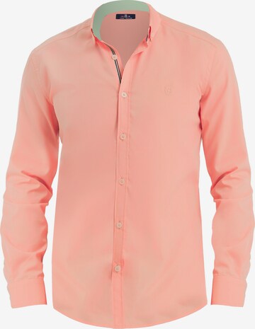 Jimmy Sanders Slim fit Button Up Shirt in Orange: front
